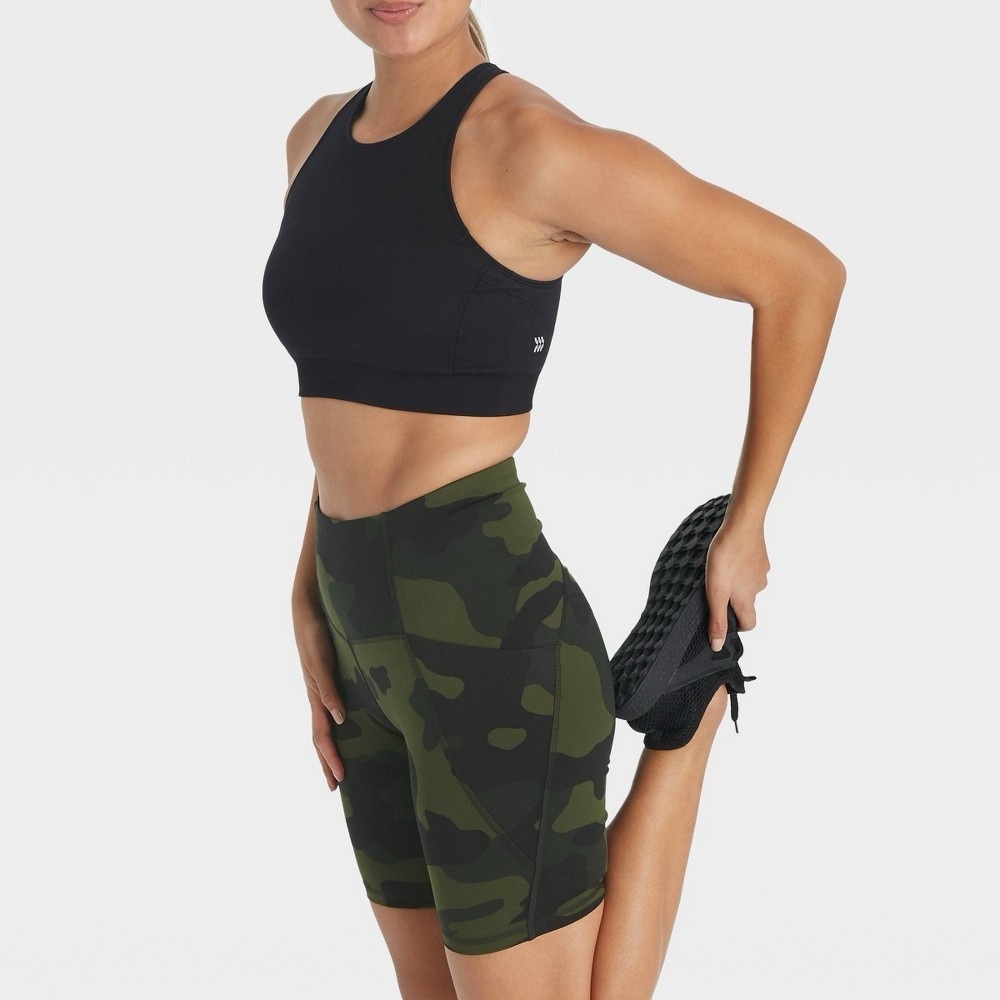 All in Motion Women's Sculpted Camo Print High-Rise Bike Shorts